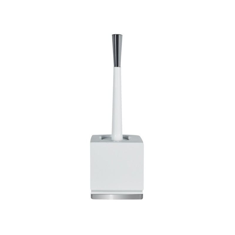 Brosse Wc Avec Support Porcelaine ROMA Blanc Argent Spirella