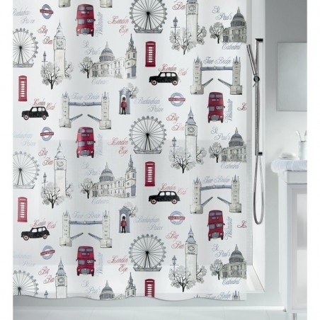 Riedeau de douche PEVA WESTMINSTER 180x200cm Motif Londres Spirella Spirella