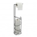 Porte Rouleau papier Wc sur pied avec réserve HOLLY Acier Noir mat MSV MSV