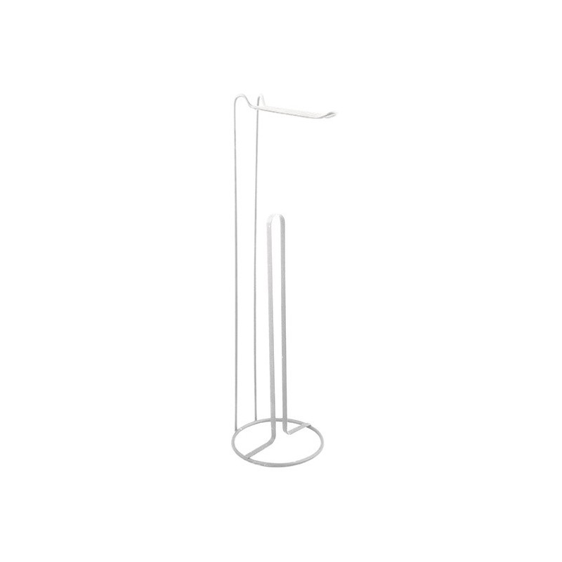 Porte Rouleau papier Wc sur pied avec réserve AMY Acier Blanc mat MSV MSV