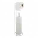 Porte Rouleau papier Wc sur pied avec réserve AMY Acier Blanc mat MSV MSV