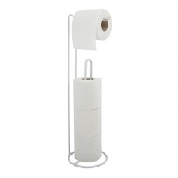 Porte Rouleau papier Wc sur pied avec réserve AMY Acier Blanc mat MSV MSV