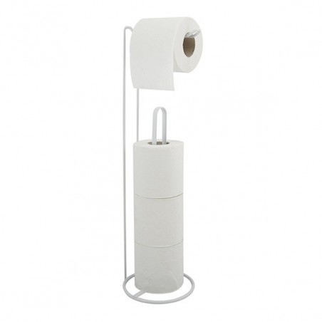 Porte Rouleau papier Wc sur pied avec réserve AMY Acier Blanc mat MSV MSV