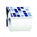 MSV Porte Rouleau Papier Wc Mural PS & Métal chromé Mosaiko Bleu MSV
