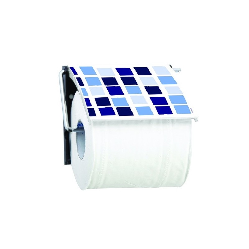 MSV Porte Rouleau Papier Wc Mural PS & Métal chromé Mosaiko Bleu MSV