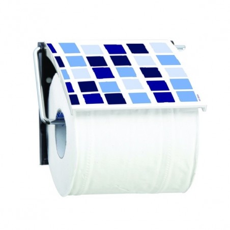 MSV Porte Rouleau Papier Wc Mural PS & Métal chromé Mosaiko Bleu MSV