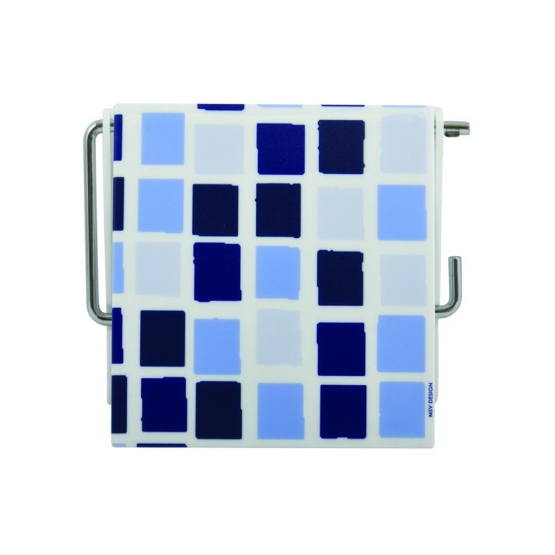 MSV Porte Rouleau Papier Wc Mural PS & Métal chromé Mosaiko Bleu MSV