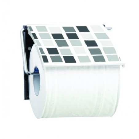 MSV Porte Rouleau Papier Wc Mural PS & Métal chromé Mosaiko Gris MSV