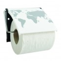 MSV Porte Rouleau Papier Wc Mural PS & Acier chromé CARTE DU MONDE MSV
