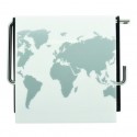 MSV Porte Rouleau Papier Wc Mural PS & Acier chromé CARTE DU MONDE MSV