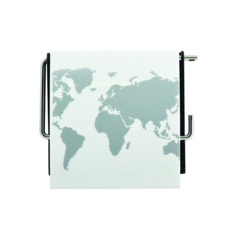 MSV Porte Rouleau Papier Wc Mural PS & Acier chromé CARTE DU MONDE MSV