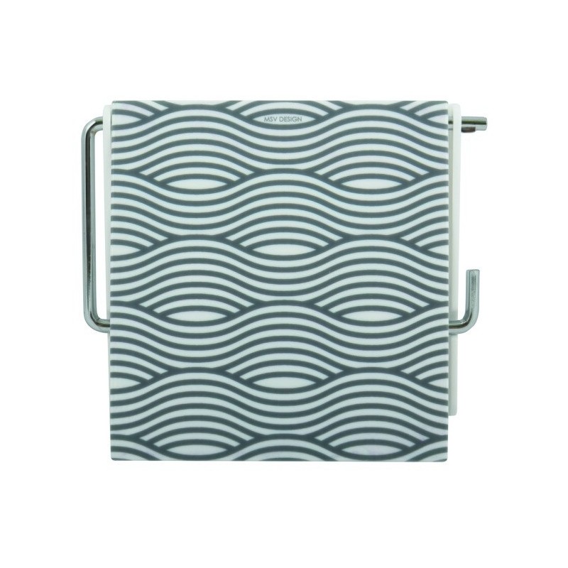 MSV Porte Rouleau Papier Wc Mural PS & Métal chromé Wave Gris MSV
