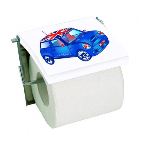 Porte Rouleau Papier Wc Mural MDF & Inox Voiture Bleu MSV MSV