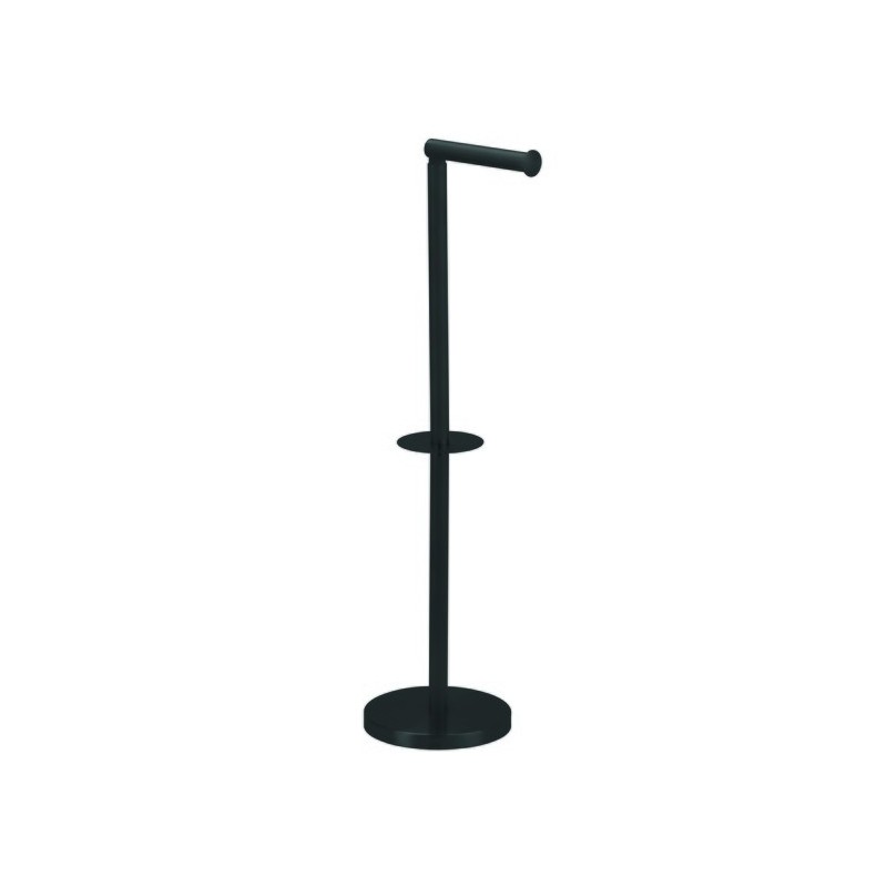 Porte Rouleau Papier Wc sur pied avec system reserve top tournable sur socle Acier Noir mat MSV MSV