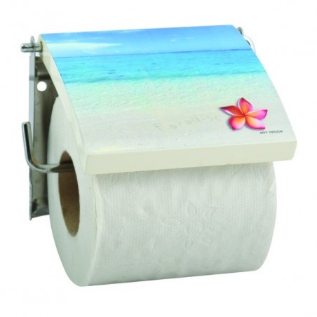 Porte Rouleau Papier Wc Mural MDF Inox PARADISE Bleu MSV MSV