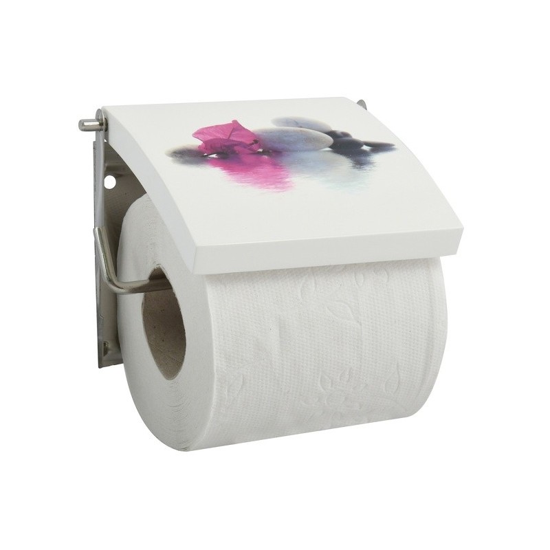 MSV Porte Rouleau Papier Wc Mural MDF & Inox BORNEO Blanc MSV