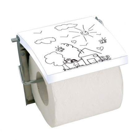 Porte Rouleau Papier Wc Mural MDF & Inox JARDIN D'ENFANTS  Blanc MSV MSV