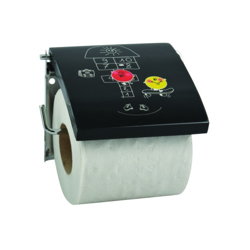Porte Rouleau Papier Wc Mural MDF & Inox MARELLE Noir MSV MSV