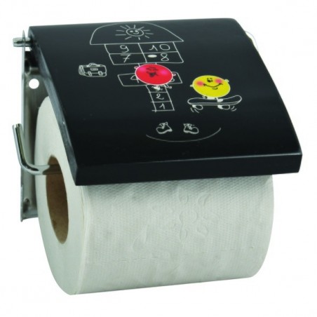 Porte Rouleau Papier Wc Mural MDF & Inox MARELLE Noir MSV MSV