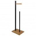 Porte Rouleau Papier Wc sur Pied  Acier & Bambou ALVAR Noir mat Spirella Spirella