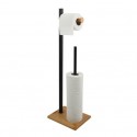 Porte Rouleau Papier Wc sur Pied  Acier & Bambou ALVAR Noir mat Spirella Spirella