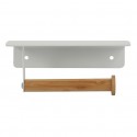 Porte rouleau papier WC Mural TAREK Acier & Bambou Blanc & Beige Spirella Spirella