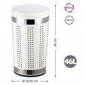 MSV Cesto para la ropa 46L con tapa acolchada Acero inoxidable Blanco MSV