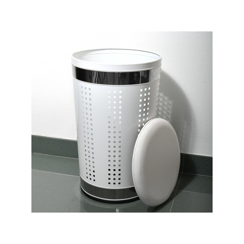 MSV Laundry basket 46L with cushion lid Stainless steel White MSV