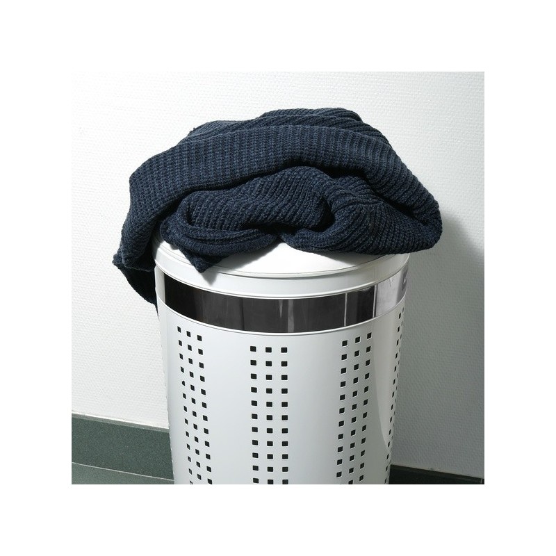 MSV Laundry basket 46L with cushion lid Stainless steel White MSV