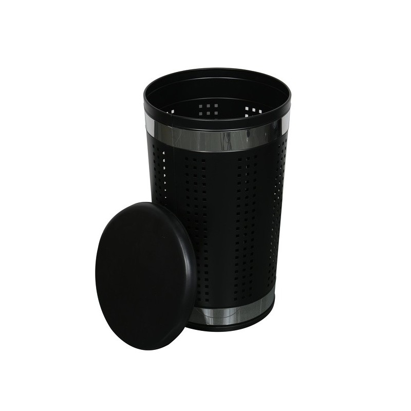 MSV Laundry basket 46L with cushion lid Stainless steel Black MSV