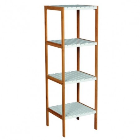 Etagère 4 Niveaux Bambou & MDF Blanc MSV MSV