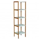 Etagère 5 Niveaux Bambou & MDF Blanc MSV MSV