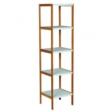 Etagère 5 Niveaux Bambou & MDF Blanc MSV MSV