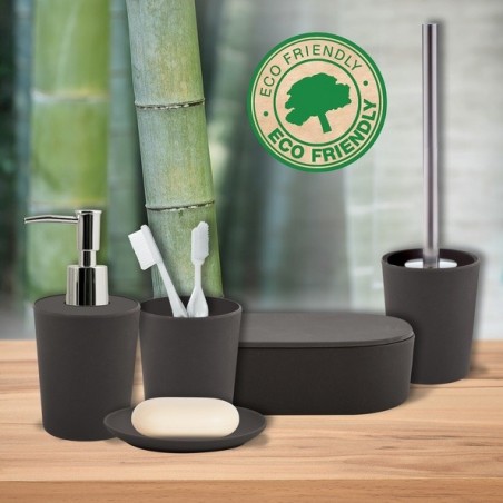 Spirella Lot de 5 accessoires de salle de bain en Fibre de Bambou TAKEO Gris Anthracite Spirella