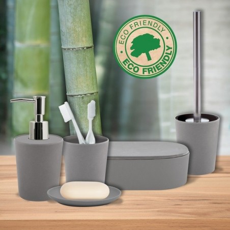 Spirella Lot de 5 accessoires de salle de bain en Fibre de Bambou TAKEO Gris Spirella