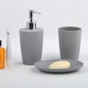 Spirella Lot de 4 accessoires de salle de bain en Fibre de Bambou TAKEO Gris Spirella