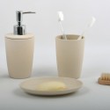 Spirella Lot de 5 accessoires de salle de bain en Fibre de Bambou TAKEO Sable Spirella