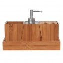 MSV Ensemble de 3 accessoires de salle de bain Inox & Bambou MSV