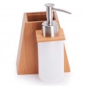 MSV Ensemble de 3 accessoires de salle de bain Inox & Bambou MSV