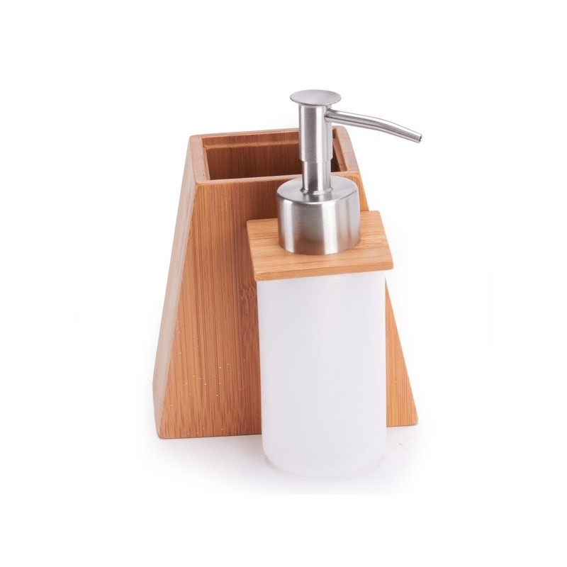 MSV Ensemble de 3 accessoires de salle de bain Inox & Bambou MSV