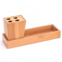 MSV Ensemble de 3 accessoires de salle de bain Inox & Bambou MSV