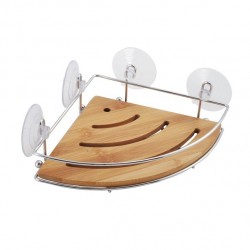 MSV Corner shower shelf with suction cups in Bamboo