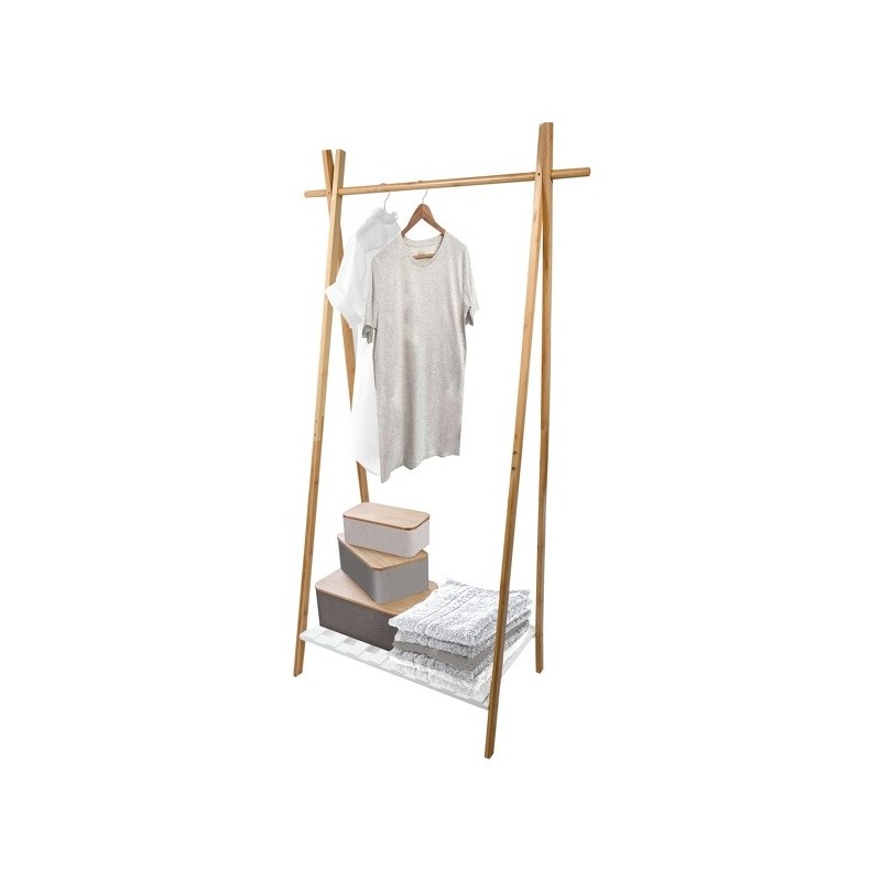 spirella Portant Bambou avec étagère MIA Bois & Blanc MSV