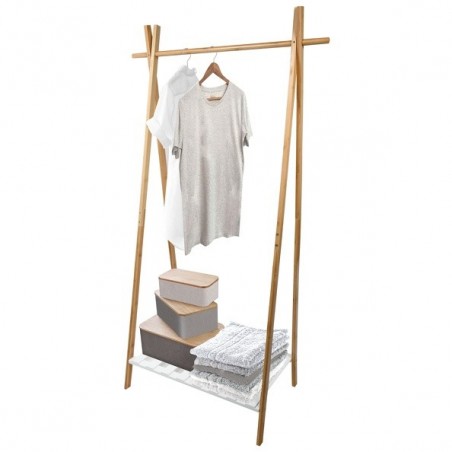 Portant Bambou avec étagère MIA Bois & Blanc MSV MSV