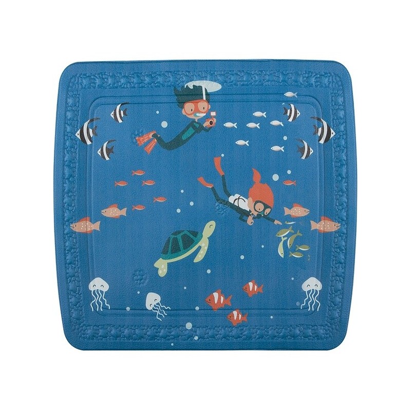 Spirella Tapis Fond de douche PVC SCUBA DIVER 55x55cm Bleu Spirella