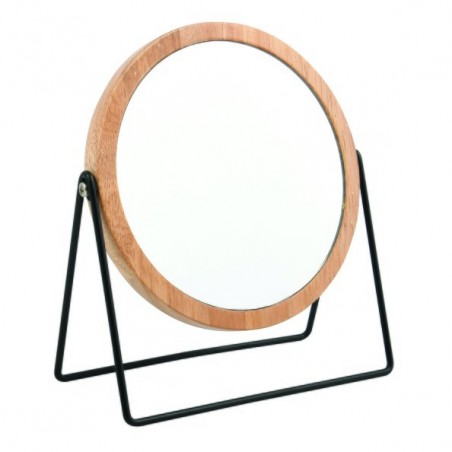 Miroir Rond Grossissant SATCHI Bois & Acier Noir MSV MSV