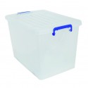 Boite de rangement avec roulettes PP 69x46x45cm Blanc Transparent 100L MSV MSV