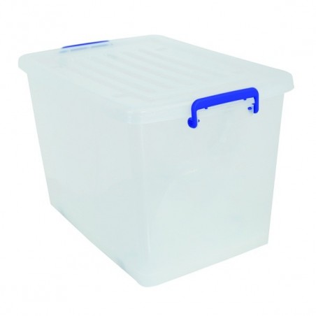 MSV Caja de almacenaje con ruedas PP Blanco Transparente 100L MSV
