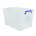 Boite de rangement avec roulettes PP Blanc Transparent 50L MSV MSV