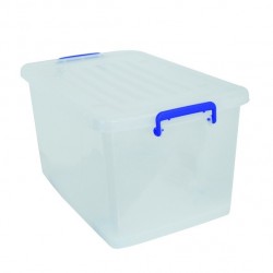 MSV Caja de almacenaje con ruedas PP Blanco Transparente 81L MSV